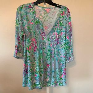 Lilly Pulitzer V Neck 3/4 Sleeve Blouse